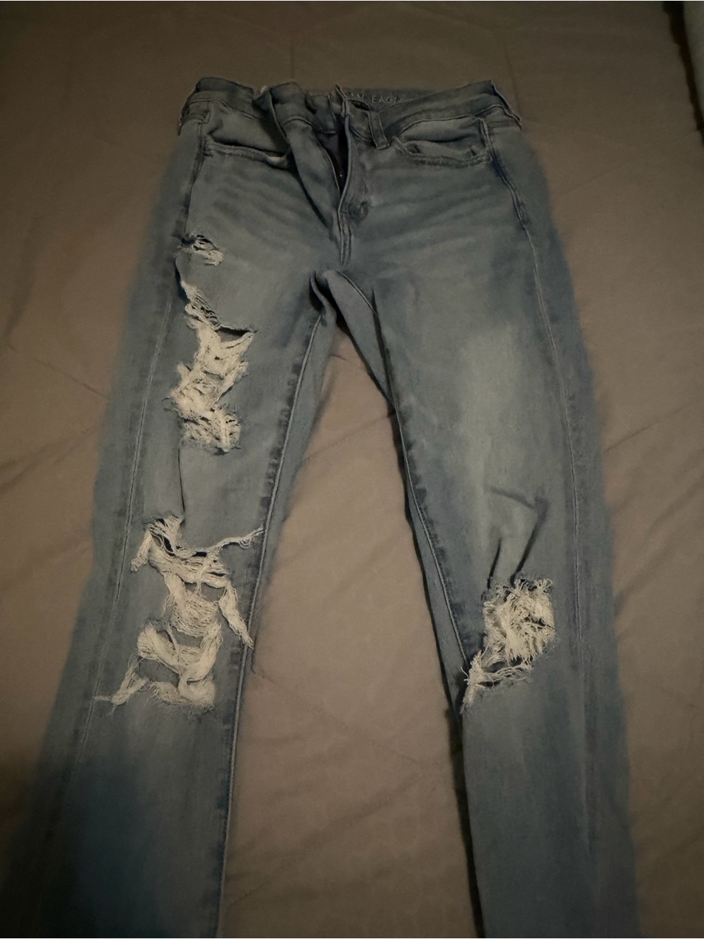American Eagle Outfitters Light Blue Ripped Skinny Jeans